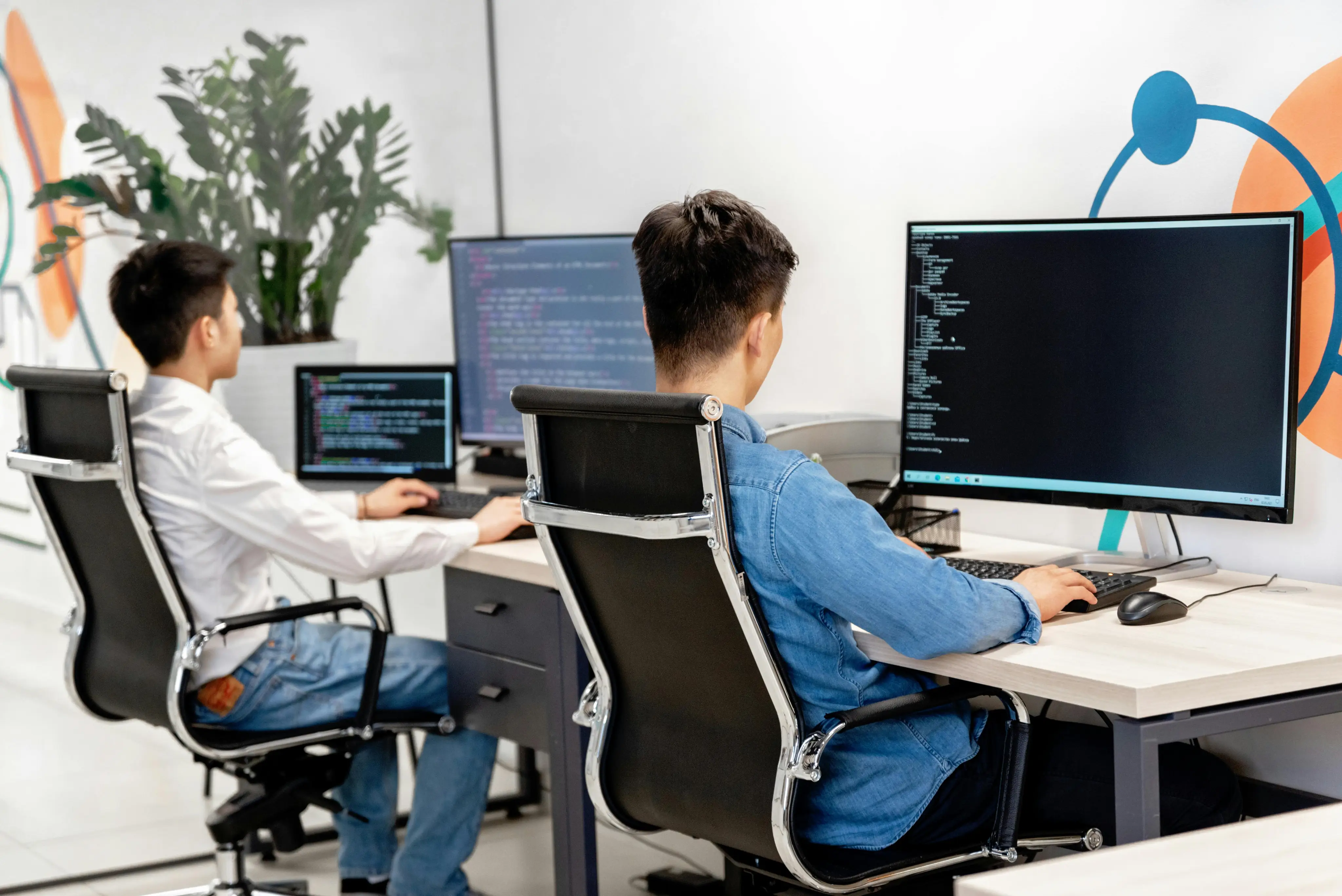 Developer looking at code