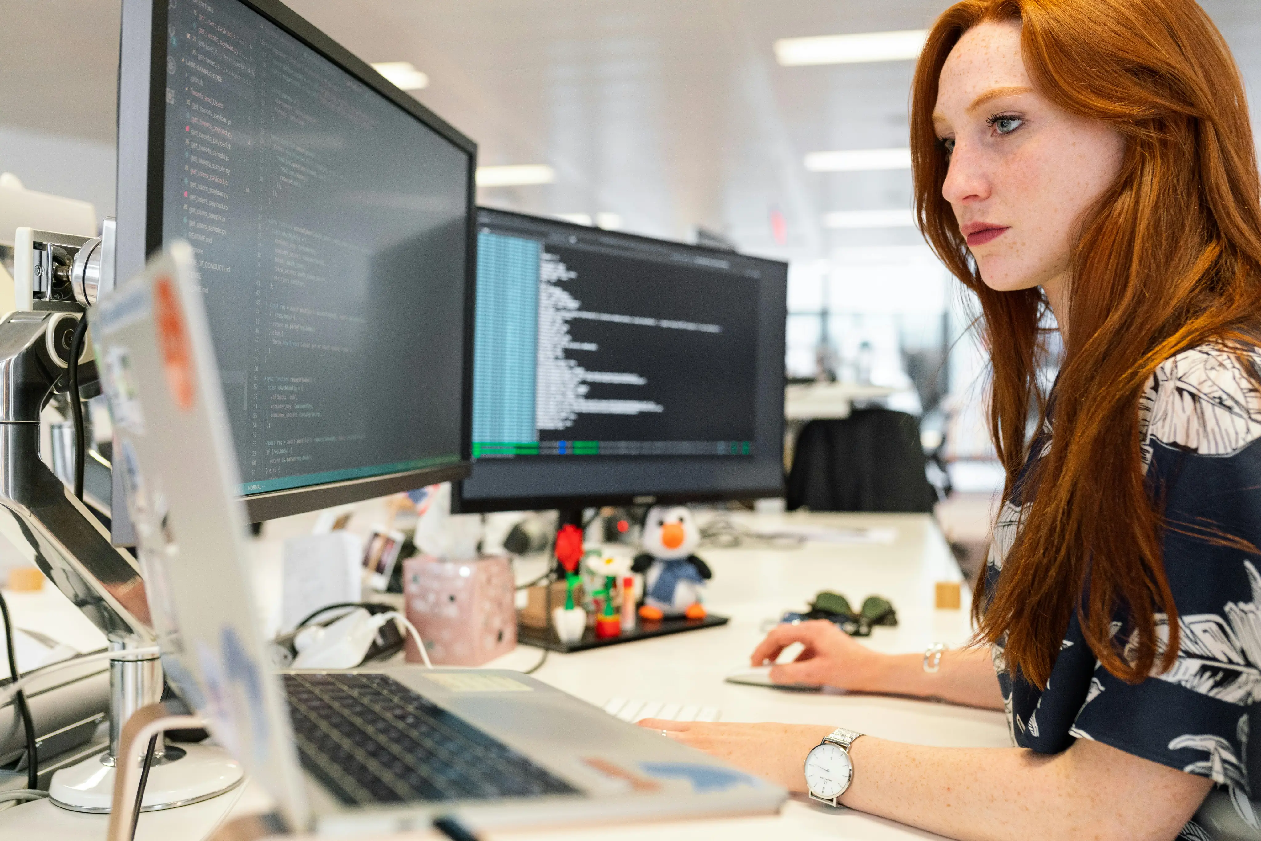 Two people collaborating at a desk